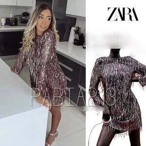 ZARA FRINGED SEQUIN DRESS